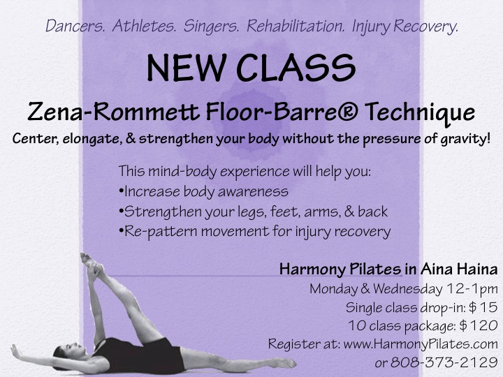 New Zena Rommett Floor Barre Class At Harmony Pilates Kaimuki