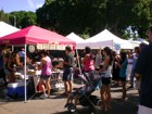 Trying out the yummy food from vendors of the Diamond Head Arts and Crafts Fair