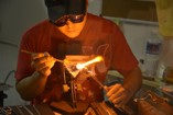 Live glass blowing demo at Hi Tech Glass in Kaimuki